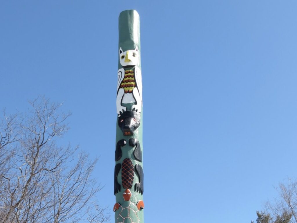 British Columbia Joyceville CSC Brotherhood totem pole, Correctional Services Canada Headquarters, Kingston, Ontario.