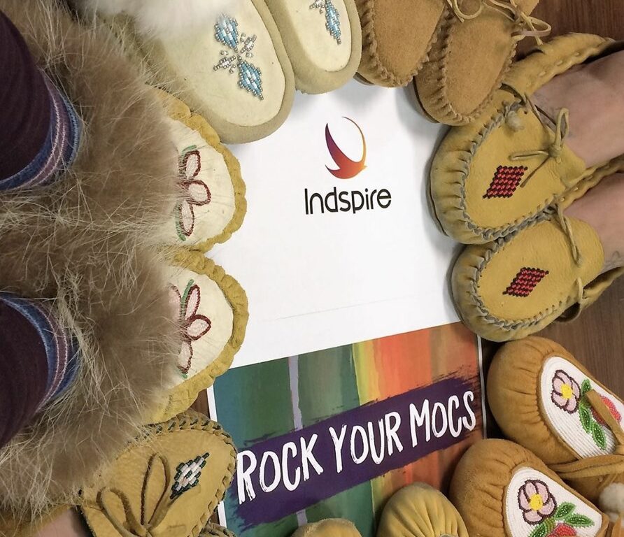Indspire leads many campaigns to help First Nations be proud of who they are. #Rockyourmocs is a social media campaign where indigenous people wear our moccasins standing together worldwide.