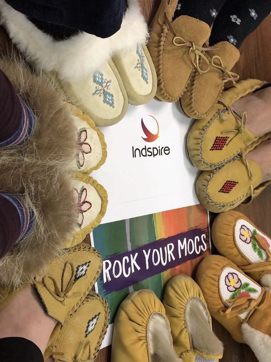 Indspire leads many campaigns to help First Nations be proud of who they are. #Rockyourmocs is a social media campaign where indigenous people wear our moccasins standing together worldwide.