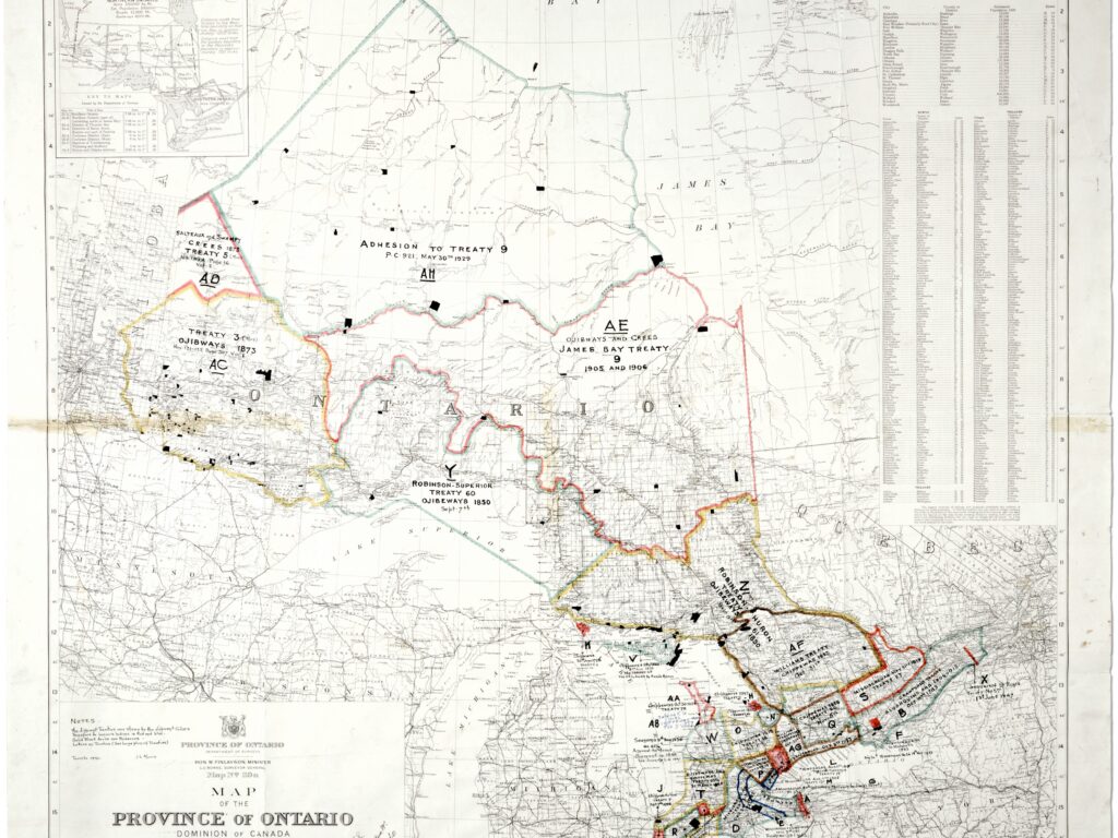 Map showing Treaties in Ontario, Dominion of Canada.