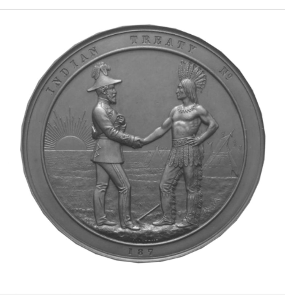Medals were an important part of the treaty ceremony, providing a lasting visual reminder to all participants of the commitments made. Medals such as this one, were presented to Chiefs to commemorate Treaty Numbers 3, 4, 5, 6, and 7.