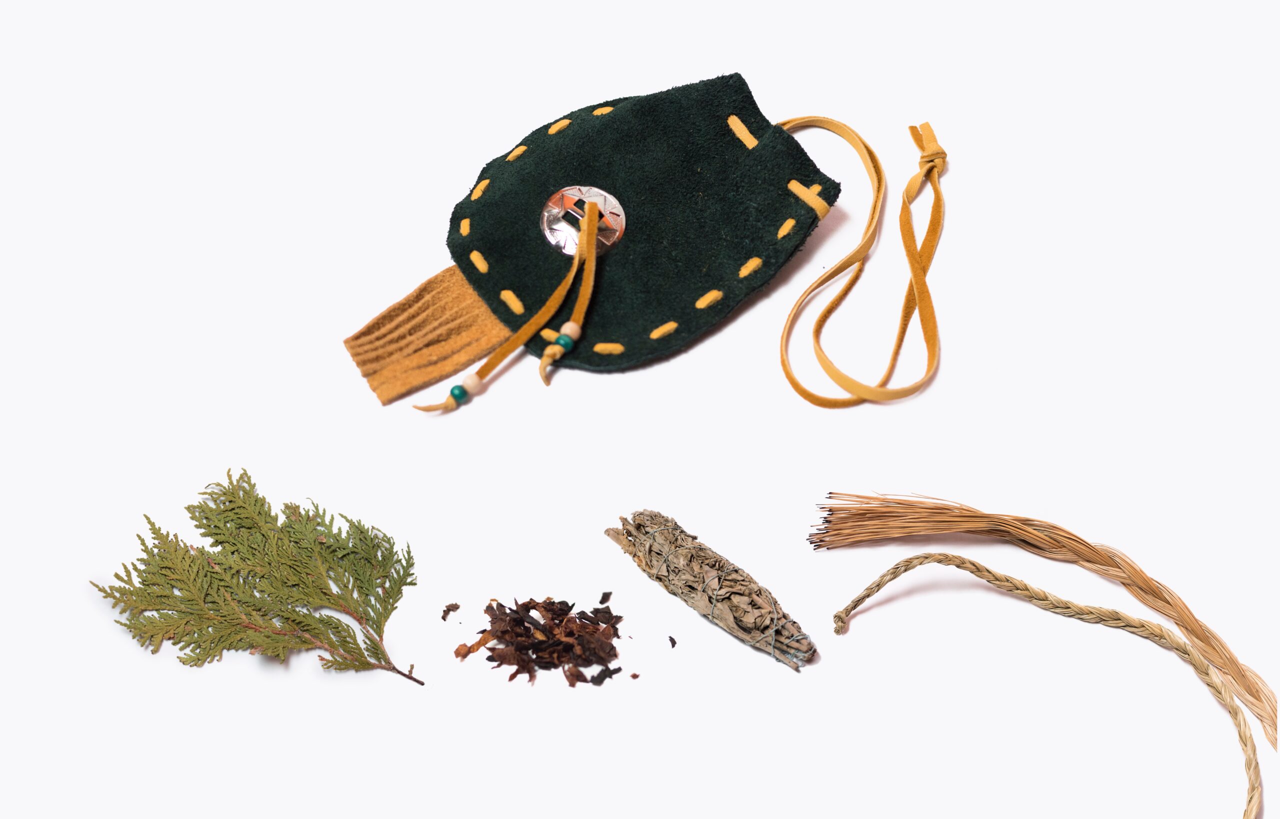Medicine pouches are personal to the owner. Many often contain at least one sacred medicine. How many of these sacred medicines can you identify?