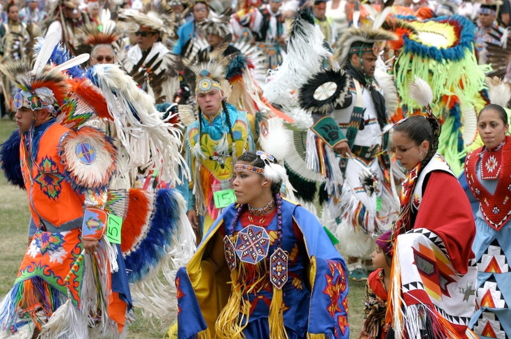 Pow wow regalia is very colourful and diverse in style. Most of what you see dancers wearing is generally homemade.