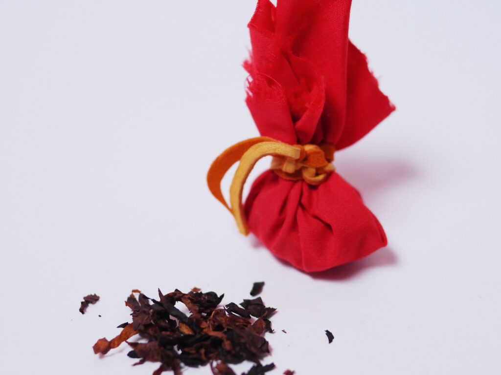 This is a tobacco tie. It can be offered as a means for making a request of giving thanks.